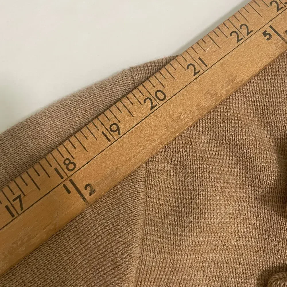 J. Crew Knit Sweater Blazer XS Tan Merino Wool Oversized Open Front Preppy Work